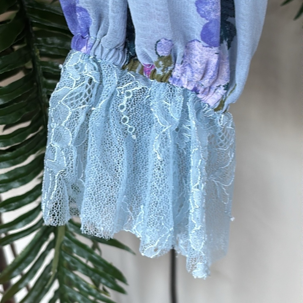 Free People Blue Floral Lace Blouse - Picture 8 of 14